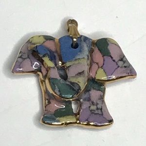 Elephant Porcelain Pendant Artisan Multi Small